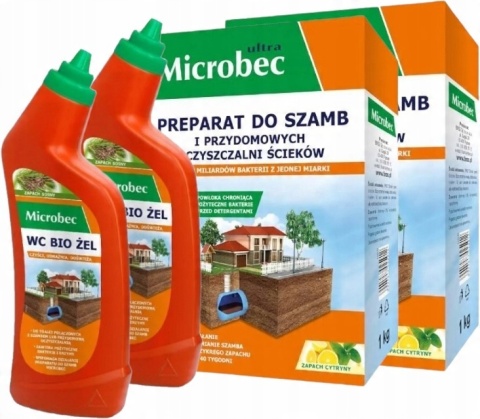 BROS - MICROBEC ULTRA 1KG + MICROBEC WC BIO ŻEL 500ML. BROS - MICROBEC ULTRA 1KG + MICROBEC WC BIO ŻEL 500ML.