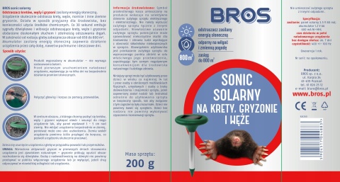 BROS - Sonic Solarny - odstrasza krety BROS - Sonic Solarny - odstrasza krety