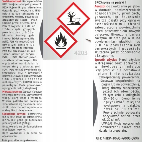 BROS - spray na pająki 250ml. BROS - spray na pająki 250ml.
