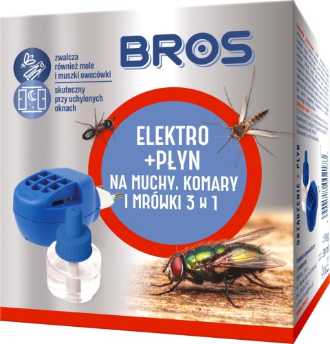 Elektrofumigator z płynem na komary, mrówki i muchy BROS Elektrofumigator z płynem na komary, mrówki i muchy BROS