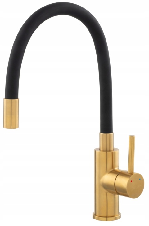 FERRO ZUMBA INOX GOLD bateria zlew, elast. wyl. czarna, stal