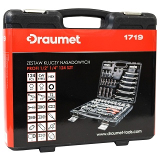 Klucze nasadowe PROFI 124 elementy DRAUMET PRO