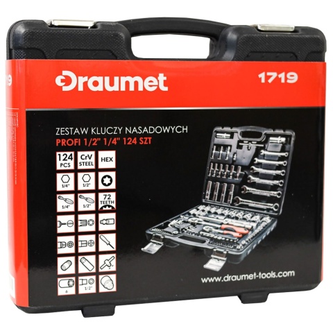 Klucze nasadowe PROFI 124 elementy DRAUMET PRO Klucze nasadowe PROFI 124 elementy DRAUMET PRO