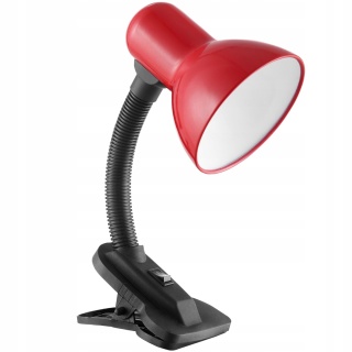 Lampa biurkowa LATSA 40W z klipsem, E27, czerwona