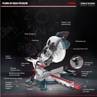 PILARKA UKOSOWA 2000W, 255MM, 5000/MIN, LASER