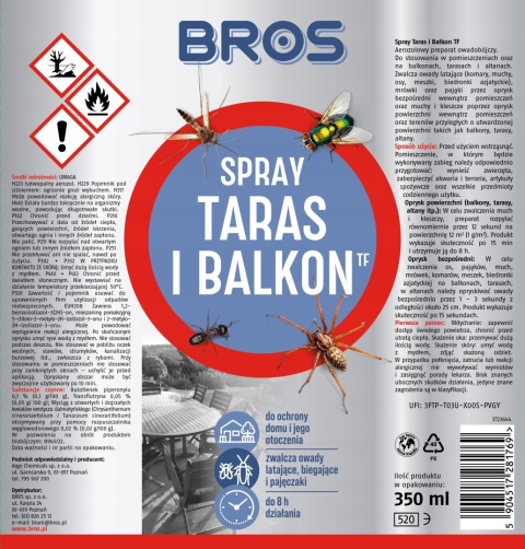 BROS - SPRAY NA OWADY TARAS I BALKON 350ML BROS - SPRAY NA OWADY TARAS I BALKON 350ML