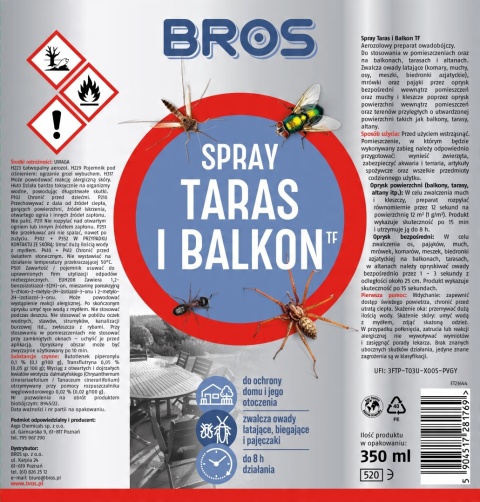BROS - SPRAY NA OWADY TARAS I BALKON 350ML BROS - SPRAY NA OWADY TARAS I BALKON 350ML