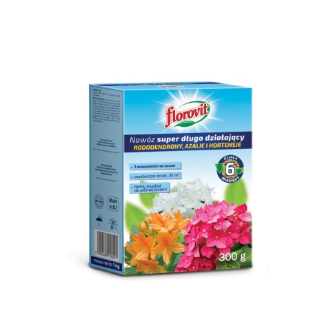 NAWÓZ FLOROVIT SUPER RODODENDRONY 300g AZALIE,HORTENSJE 6-MIESIĘCY (6)