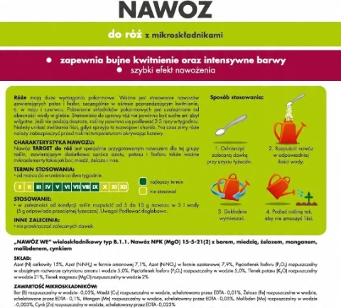 NAWÓZ "TARGET" ROZP. DO RÓŻ 150g MOC PĄKÓW (20) NAWÓZ "TARGET" ROZP. DO RÓŻ 150g MOC PĄKÓW (20)