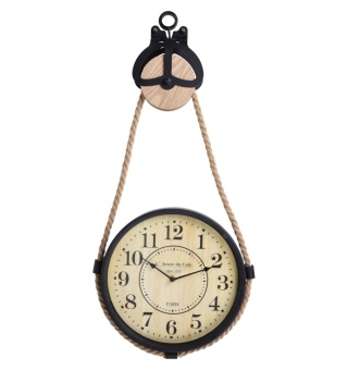 ZEGAR ŚCIENNY WISZĄCY INDUSTRIALNY NA SZNURZE LOFT RETRO wymiary 73x33x4cm