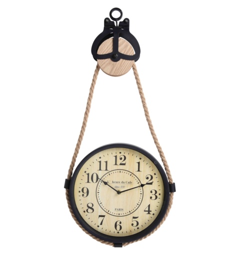 ZEGAR ŚCIENNY WISZĄCY INDUSTRIALNY NA SZNURZE LOFT RETRO wymiary 73x33x4cm