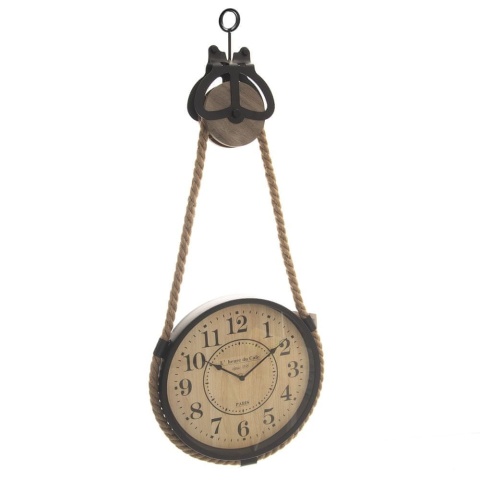 ZEGAR ŚCIENNY WISZĄCY INDUSTRIALNY NA SZNURZE LOFT RETRO wymiary 73x33x4cm