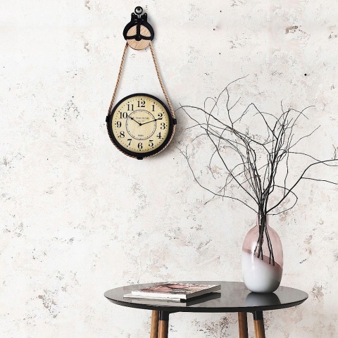 ZEGAR ŚCIENNY WISZĄCY INDUSTRIALNY NA SZNURZE LOFT RETRO wymiary 73x33x4cm