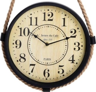 ZEGAR ŚCIENNY WISZĄCY INDUSTRIALNY NA SZNURZE LOFT RETRO wymiary 73x33x4cm