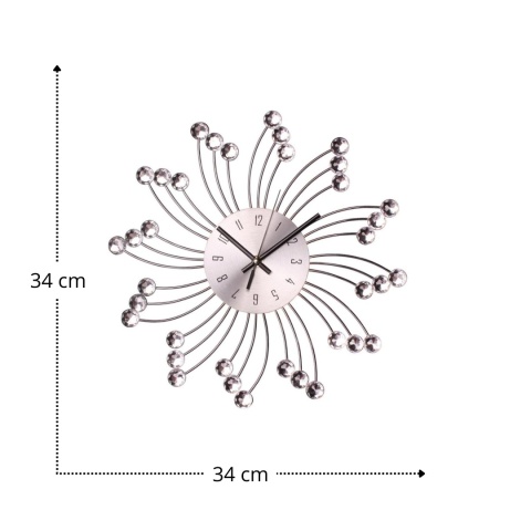 ZEGAR ŚCIENNY SUN, ŚR. 34 CM, KOL. SREBRNY ZEGAR ŚCIENNY SUN, ŚR. 34 CM, KOL. SREBRNY