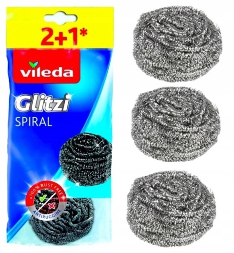 VILEDA zmywak stalowy Glitzi Spiral INOX 2+1 art. 160561/105176 op/20szt