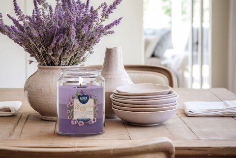 BISPOL ŚWIECA ZAP.SŁOIK Z WIECZ. SND99T-385 LAWENDOWE UKOJENIE