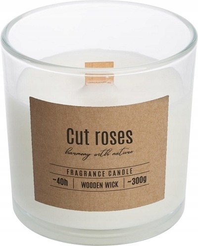 BISPOL ŚWIECA ZAPACH Z DREWNIANYM KNOTEM SN100-78 CIĘTE RÓŻE