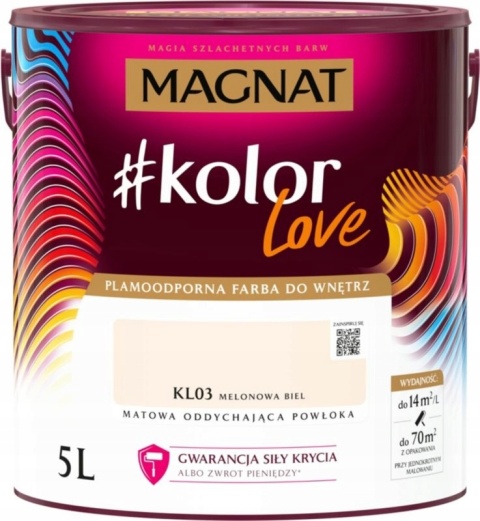MAGNAT KOLOROWE LOVE farba plamoodporna KL03 melonowa biel 5L