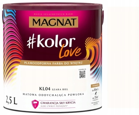 MAGNAT KOLOROWE LOVE farba plamoodporna KL04 szara biel 2,5L