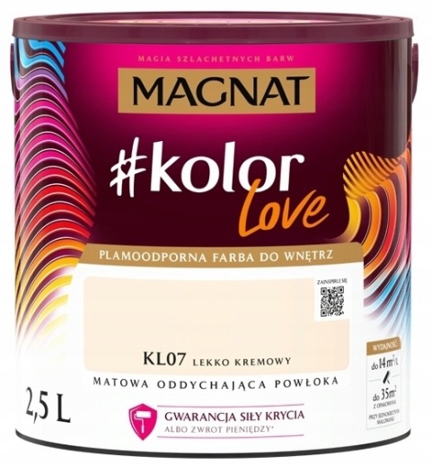 MAGNAT KOLOROWE LOVE farba plamoodporna KL07 lekko kremowy 2,5L
