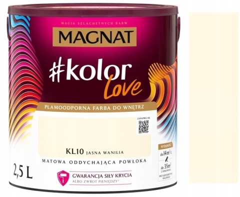 MAGNAT KOLOROWE LOVE farba plamoodporna KL10 jasna wanilia 2,5L