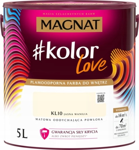 MAGNAT KOLOROWE LOVE farba plamoodporna KL10 jasna wanilia 5L