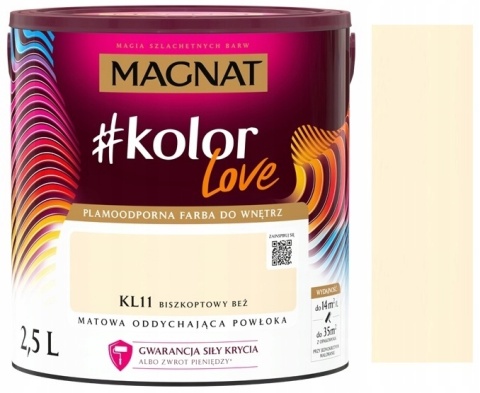 MAGNAT KOLOROWE LOVE farba plamoodporna KL11 biszkoptowy beż 2,5L