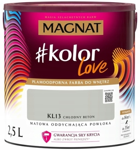 MAGNAT KOLOROWE LOVE farba plamoodporna KL13 chłodny beton 2,5L