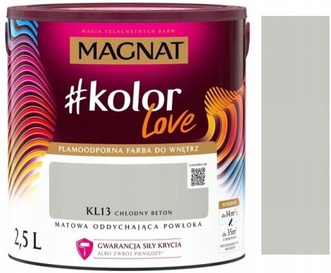 MAGNAT KOLOROWE LOVE farba plamoodporna KL13 chłodny beton 2,5L