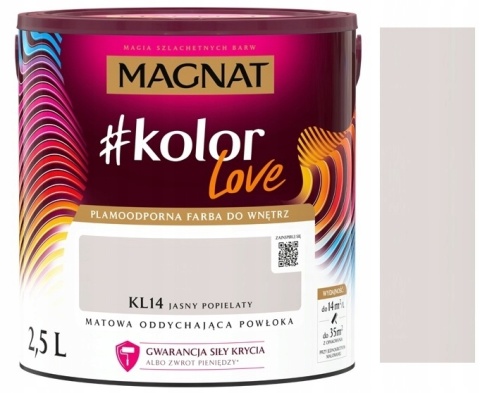 MAGNAT KOLOROWE LOVE farba plamoodporna KL14 jasny popielaty 2,5L