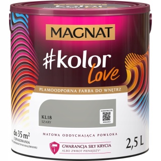 MAGNAT KOLOROWE LOVE farba plamoodporna KL18 szary 2,5L