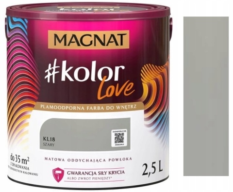 MAGNAT KOLOROWE LOVE farba plamoodporna KL18 szary 2,5L