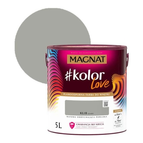 MAGNAT KOLOROWE LOVE farba plamoodporna KL18 szary 5L