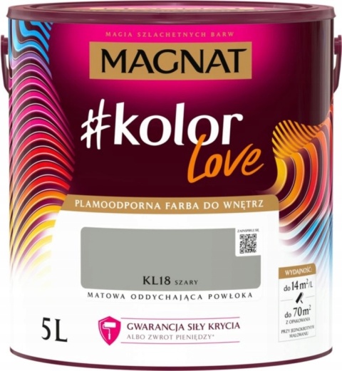 MAGNAT KOLOROWE LOVE farba plamoodporna KL18 szary 5L