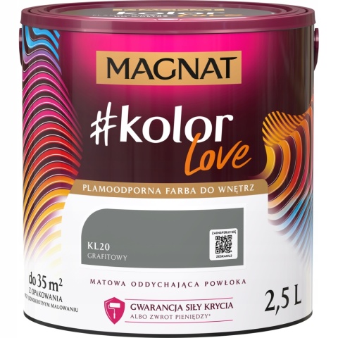 MAGNAT KOLOROWE LOVE farba plamoodporna KL20 grafitowy 2,5L