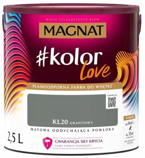 MAGNAT KOLOROWE LOVE farba plamoodporna KL20 grafitowy 2,5L