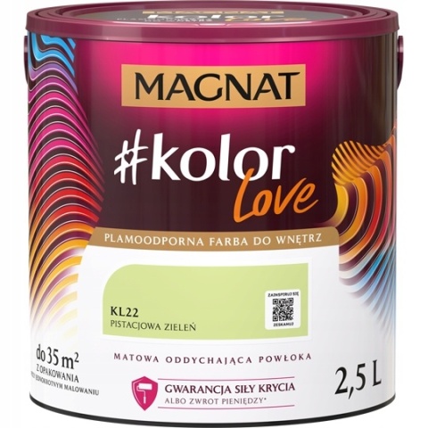 MAGNAT KOLOROWE LOVE farba plamoodporna KL22 pistacjowa zieleń 2,5L