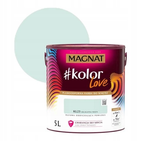 MAGNAT KOLOROWE LOVE farba plamoodporna KL23 delikatna mięta 5L