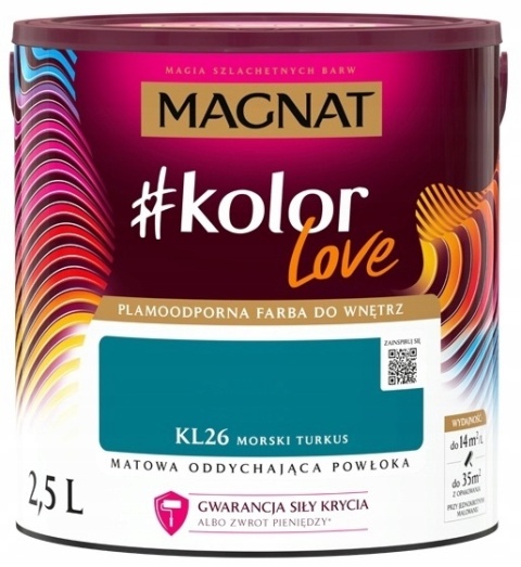 MAGNAT KOLOROWE LOVE farba plamoodporna KL26 morski turkus 2,5L