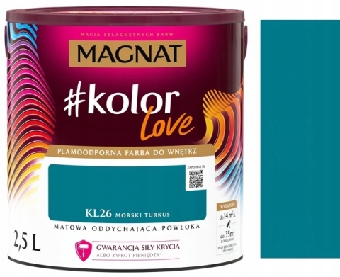 MAGNAT KOLOROWE LOVE farba plamoodporna KL26 morski turkus 2,5L