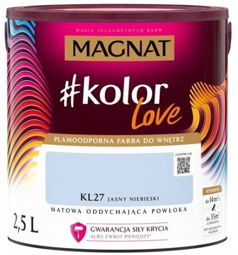 MAGNAT KOLOROWE LOVE farba plamoodporna KL27 jasny niebieski 2,5L