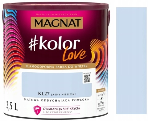 MAGNAT KOLOROWE LOVE farba plamoodporna KL27 jasny niebieski 2,5L