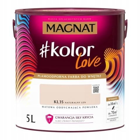 MAGNAT KOLOROWE LOVE farba plamoodporna KL35 naturalny len 5L