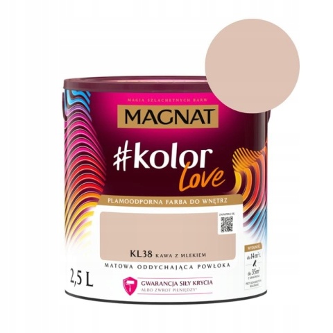 MAGNAT KOLOROWE LOVE farba plamoodporna KL38 kawa z mlekiem 2,5L