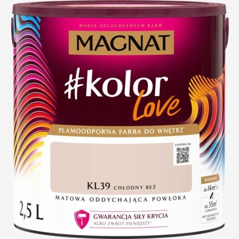 MAGNAT KOLOROWE LOVE farba plamoodporna KL39 chłodny beż 2,5L