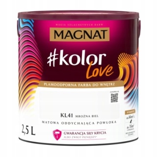 MAGNAT KOLOROWE LOVE farba plamoodporna KL41 mroźna biel 2,5L