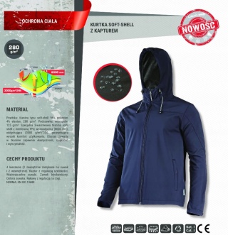 KURTKA SOFTSHELL Z KAPT. CZARNA, "L", CE, LAHTI