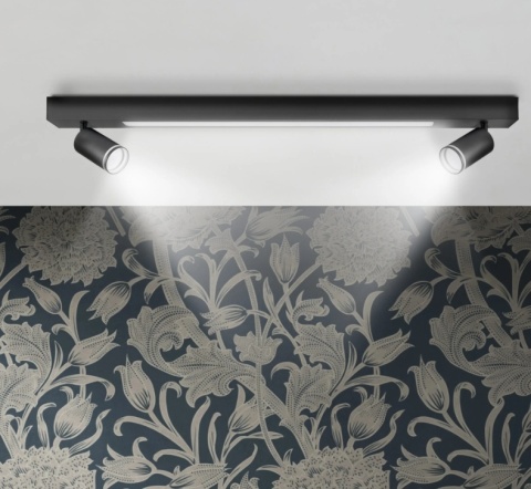 Lampa ścienno-sufit. LED 4000K z reflektorem PARIS 2xGU10 czarna