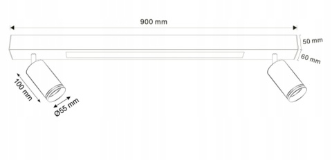 Lampa ścienno-sufit. LED 4000K z reflektorem PARIS 2xGU10 czarna